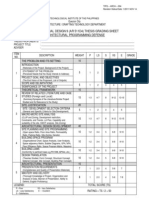 Architectural Design 9 (Ar 511D4) Thesis Grading Sheet Architectural Programming Defense