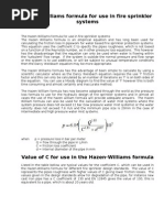 Hazen Williams Formula For Use in Fire Sprinkler Systems