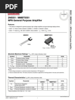 2N5551 / MMBT5551 NPN General Purpose Amplifier: Features