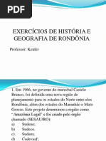 Exercicios de Historia e Geografia de Rondonia