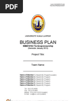 Business Plan UniKL Template - Jan2013