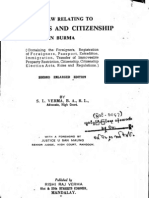 The Law Relating To Foreigners and Citizenship in Burma