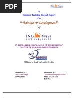 ING Vysya Life Insurance Project Report On Training and Devlopment