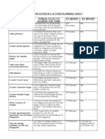 Procuction Schedule Action Planning Sheet Task Things To Do To Achieve The Task by When? by Whom?