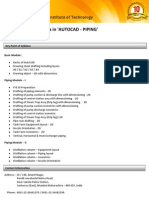 Post Graduate Diploma in 'AUTOCAD - PIPING': Eligibility: Piping Draftsman. Key Point of Syllabus