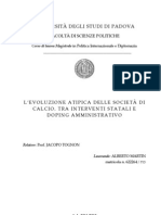 L'evoluzione Atipica Delle Società Di Calcio, Tra Interventi Statali e Doping Amministrativo