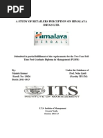 A Study of Retailers Perception On Himalaya Drugs LTD.: I.T.S-Institute of Management Greater Noida Session: 2011-13