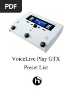 VoiceLive Play GTX Preset List