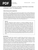 Exploring Game Experiences and Game Leadership in Massively Multiplayer Online Role Playing Games 2011 British Journal of Educational Technology