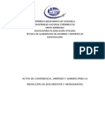 Actas de Conferencia, Simposio y Normas para La Redacción de Documentos