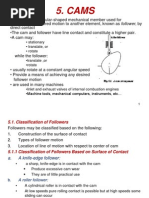 Cams: - Stationary - Translate, or - Rotate - Translate, or - Rotate