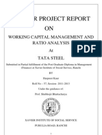 A Project Report On WORKING CAPITAL ANALYSIS OF TATA STEEL