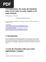 Correspondance Des Noms Des Fonctions Dans Access Entre Les Noms Anglais Et Les Noms Français