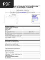 Application Form For Scholarship/Post Doctoral Fellowship Under cLINK Project (EU EACEA 42/11)