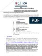 CFIRA Recommendations For Best Practices For Funding Portals Under Title II and Title III of JOBS Act