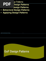 Creational Design Patterns Structural Design Patterns Behavioral Design Patterns Applying Design Patterns