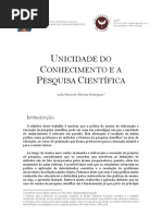 Unicidade Do Conhecimento e A Pesquisa Científica