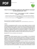 Study of Corrosion Inhibition of Mild Steel in Acidic Medium by 2-Propargyl-5-P-chlorophenyltetrazole - Part I