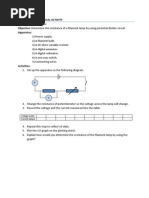 Igcse Physics Practical Activity (Potential Divider)