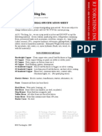 Material Specifications Data Sheet