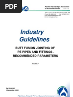 Butt Fusion Jointing of PE Pipes and Fittings - Recommended Parameters