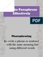 How To Paraphrase Effectively