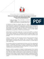 Nota de Prensa Servicio Militar 25 de Marzo DP