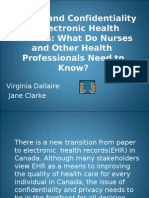 Privacy and Confidentiality of Electronic Health Records