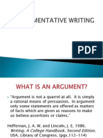 Argumentative Writing - Lecture Note