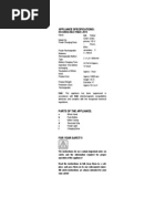 Appliance Specifications