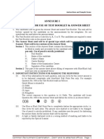 Annexure I Instructions For Use of Test Booklet & Answer Sheet