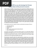 Analysis of IPO As An Exit Strategy For Private Equity Firms in The Present Scenario