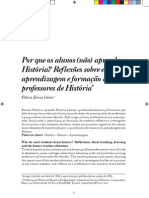 Por Que Os Alunos (Não) Aprendem História - Reflexões Sobre Ensino Aprendizagem e Formação de Professores