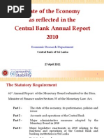 State of The Economy As Reflected in The Central Bank Annual Report 2010