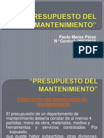 Presupuesto Del Mantenimiento