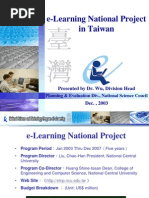 E-Learning National Project in Taiwan: Presented by Dr. Wu, Division Head