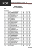 Primary Teacher Selection List A 2012