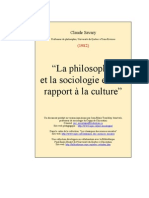 La Philosophie Et La Sociologied Et Leur Rapport À La Culture