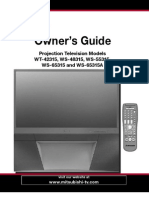 User Manual To Mitsubishi Projection TV WS-65315