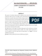 Ijrim Volume 2, Issue 10 (October 2012) (ISSN 2231-4334) Impact of Celebrity Endorsement On Marketing Success