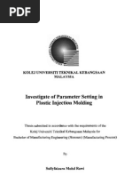 Investigate of Parameter Setting in Plastic Injection Molding