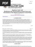 Regulatory Guide 1.165 Identification and Characterization of Seismic Sources and Determination of Safe Shutdown Earthquake Ground Motion