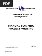 Manual For Mba Project Writing: Graduate School of Management