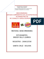 Benchamarking McDonalds Vs Burger King