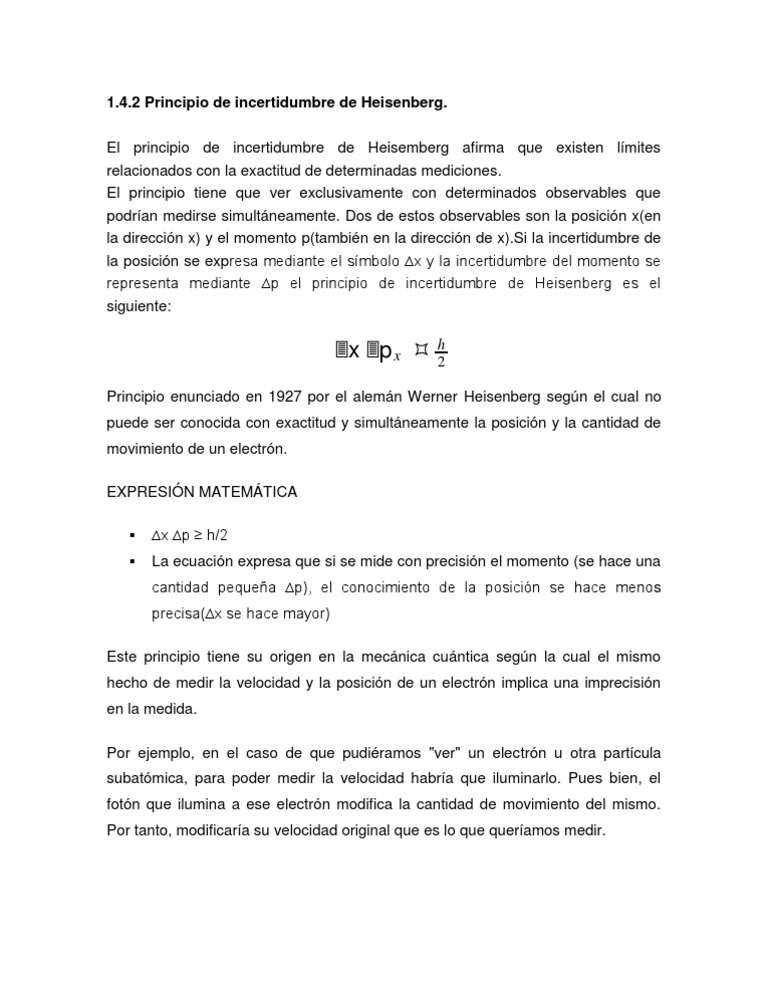  Principio de Incertidumbre de Heisemberg | PDF | Principio de  incertidumbre | Impulso