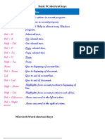 Basic PC Shortcut Keys