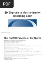 Six Sigma Is A Mechanism For Becoming Lean: Quality Minds, Inc. 2/24/09