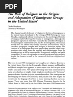 The Role of Religions in The Origins and Adaptation of Immigrant Groups in The United States