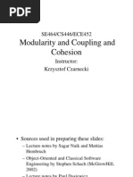 Modularity and Coupling and Cohesion: SE464/CS446/ECE452