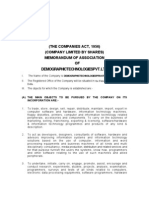 Demographic Technologies Pvt. Ltd. .: (The Companies Act, 1956) (Company Limited by Shares) Memorandum of Association OF